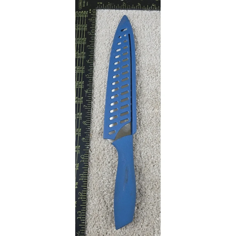 Cook Savvy Chef Knife Blue Stainless Steel With Blade Guard